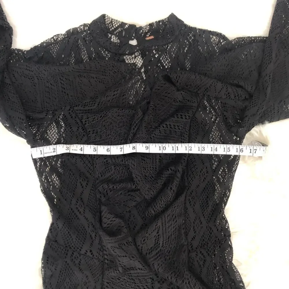 Free People Rock Candy Lace Ruffle Dress Black Size XS NWT